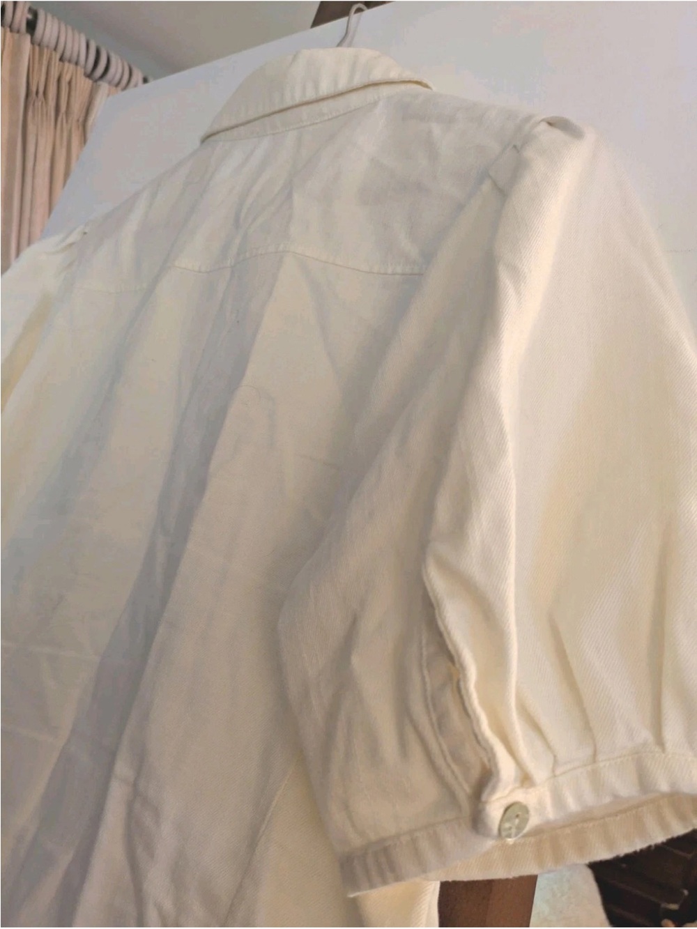 Melissa Nepton Ivory Zoya Puff-Sleeve Button-Up Shirt M - Picture 15 of 15